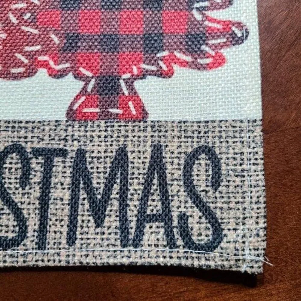 Christmas Table Runner Cottage Farmhouse Decor Red Black Holiday Decoration 90